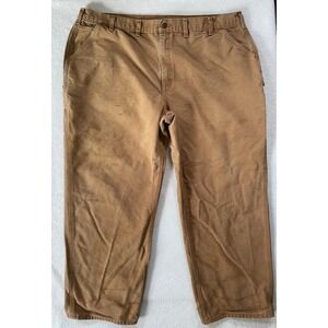 Distressed Carhartt Mens 46x32 Original Dungaree Fit Pants Brown Canvas B11-BRN